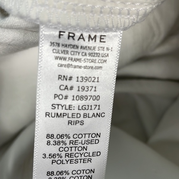 Frame Le Garcon Distressed Rolled Cuff Straight Jeans in White Mid Rise Sz 29 - Picture 12 of 15